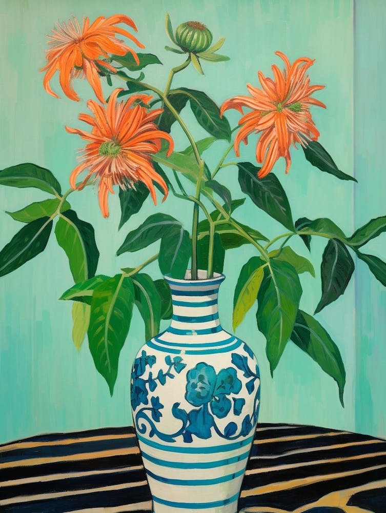 Flowers In A Vase Still Life Painting Bee Balm 4