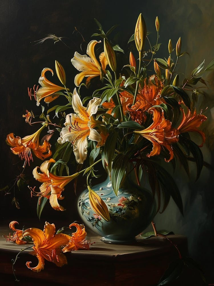 Baroque Floral Still Life Gloriosa Lily 2