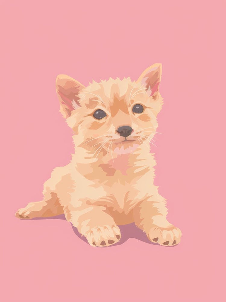 Puppy On A Pink Background