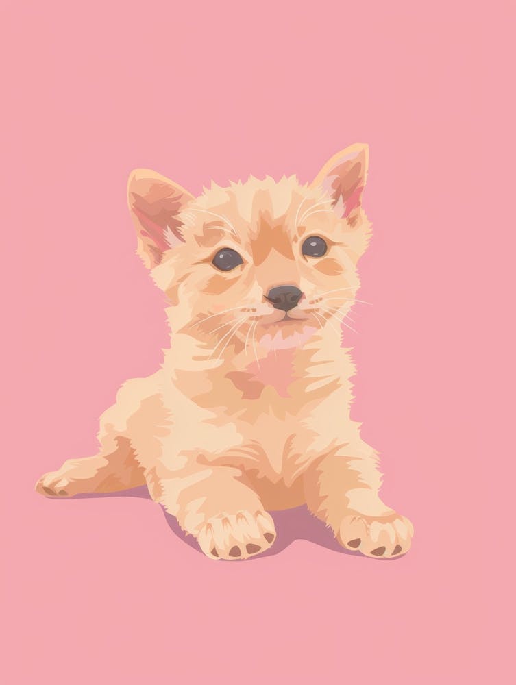 Puppy On A Pink Background