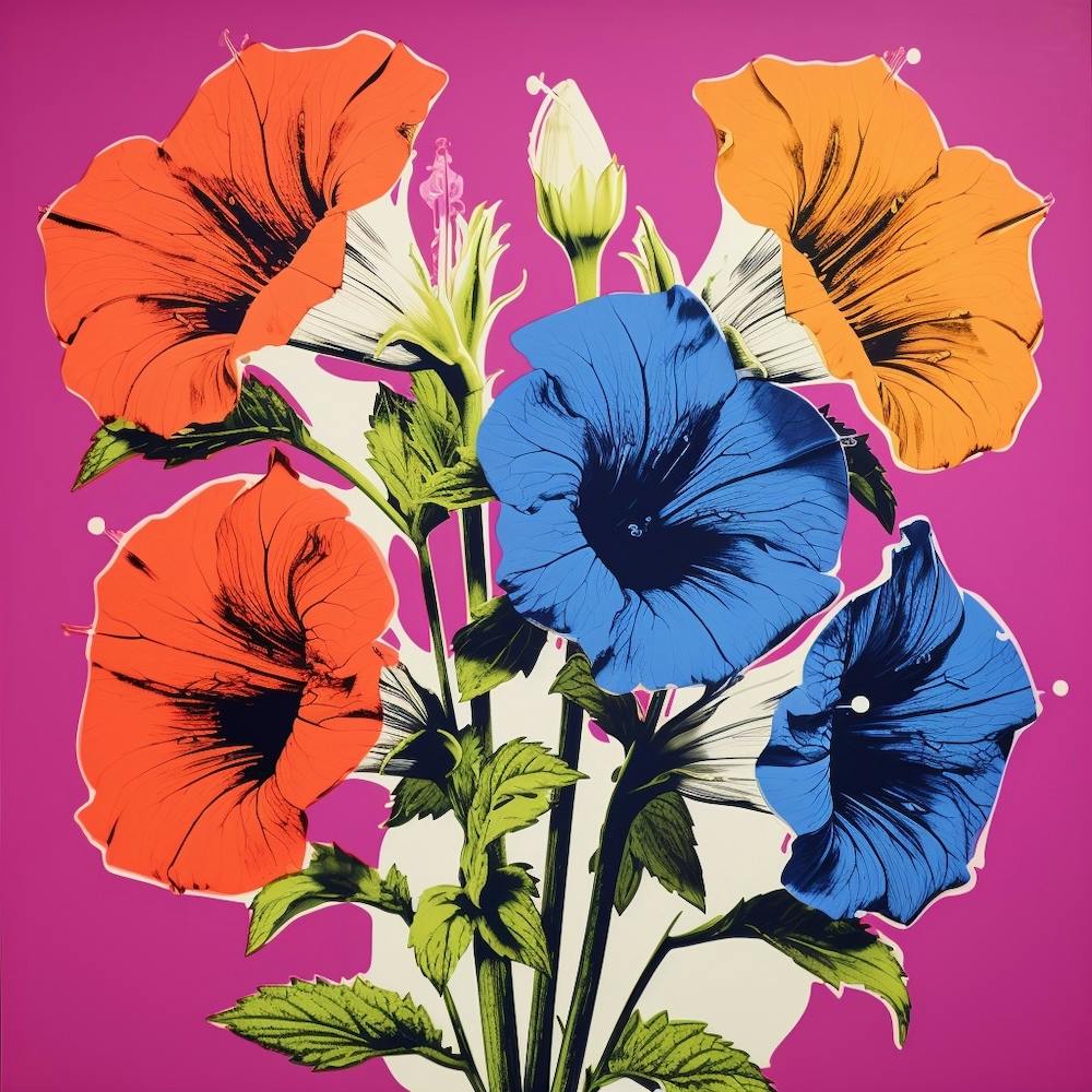 Andy Warhol Style Pop Art Flowers Canterbury Bells 2 Square