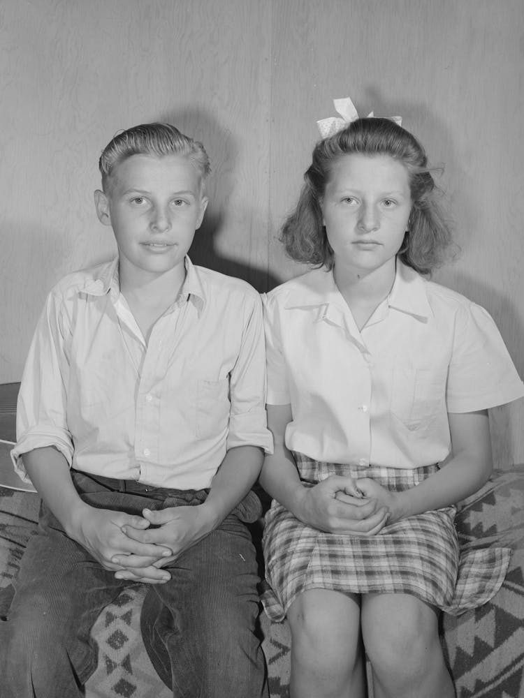 Son And Daughter Of Farm Worker Living At The Fsa (Farm Security Administration) Labor Camp, Caldwell