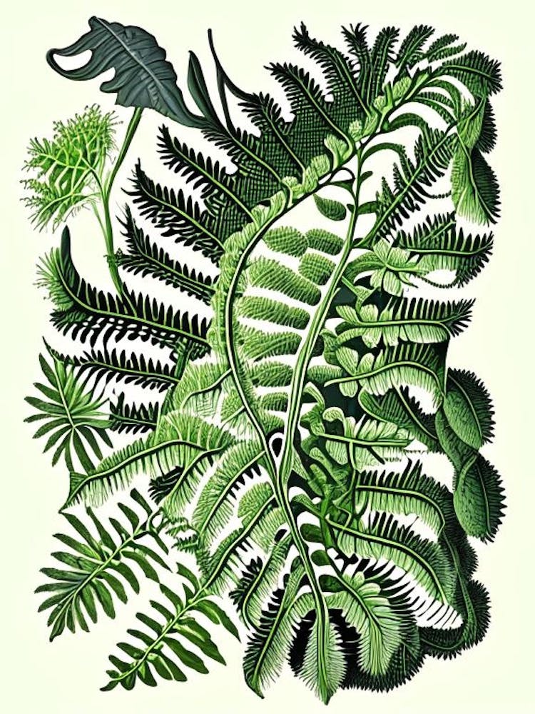 Netted Chain Fern Vintage Botanical Poster