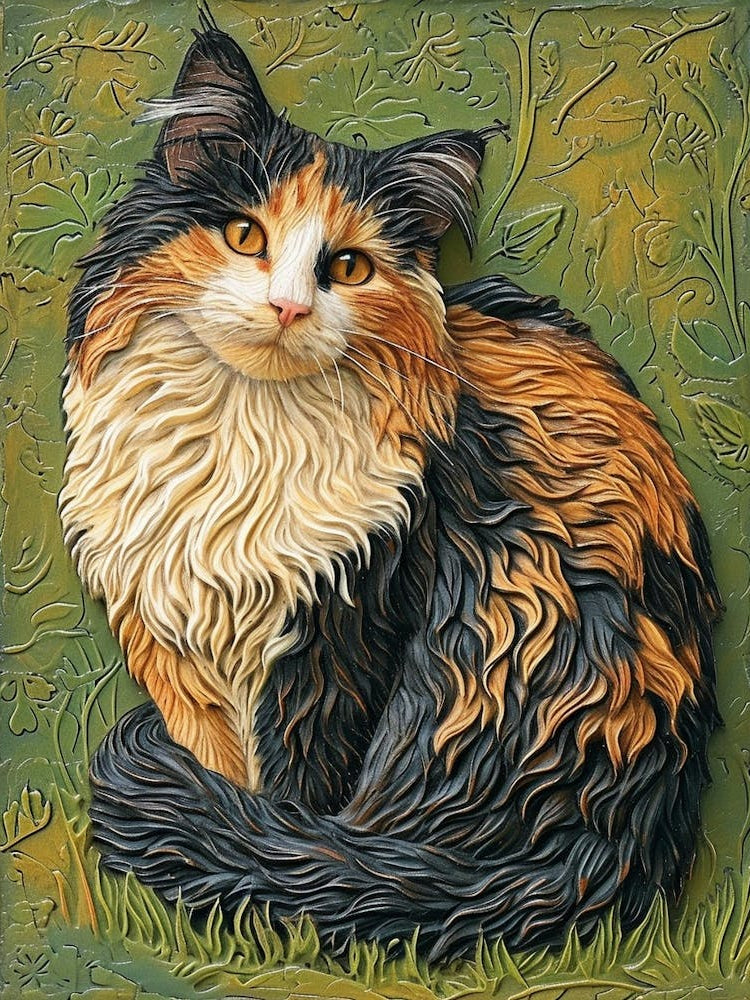 Turkish Angora Cat Relief Illustration 4