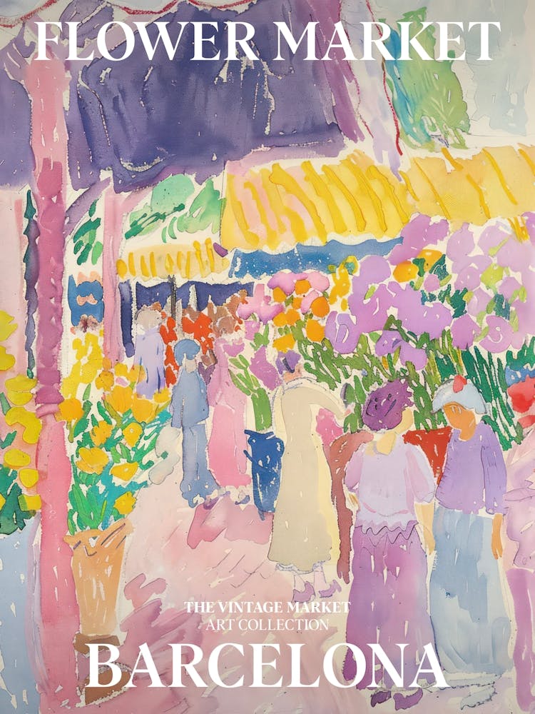 Vintage Flower Market Painting Barcelona 3