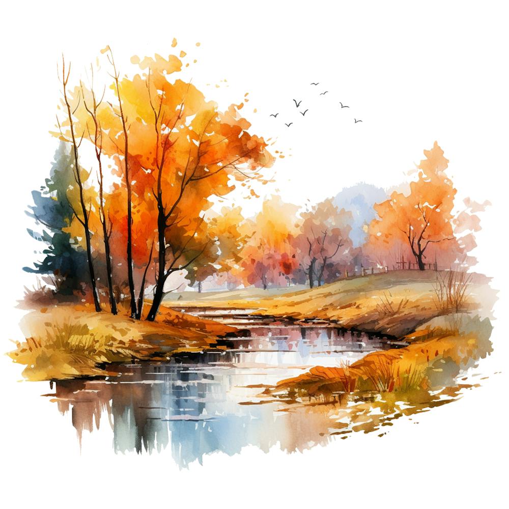 Watercolor Autumn Landscape 45