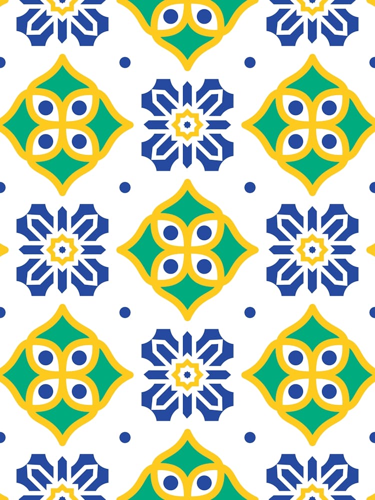 Seamless Pattern - Azulejo - vector tiles, Portuguese tiles 1
