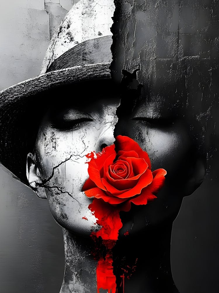 Woman With A Red Rose