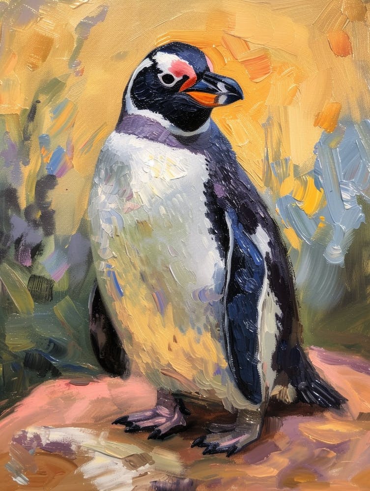 African Penguin Stewart Island Ulva Island Oil Painting 1