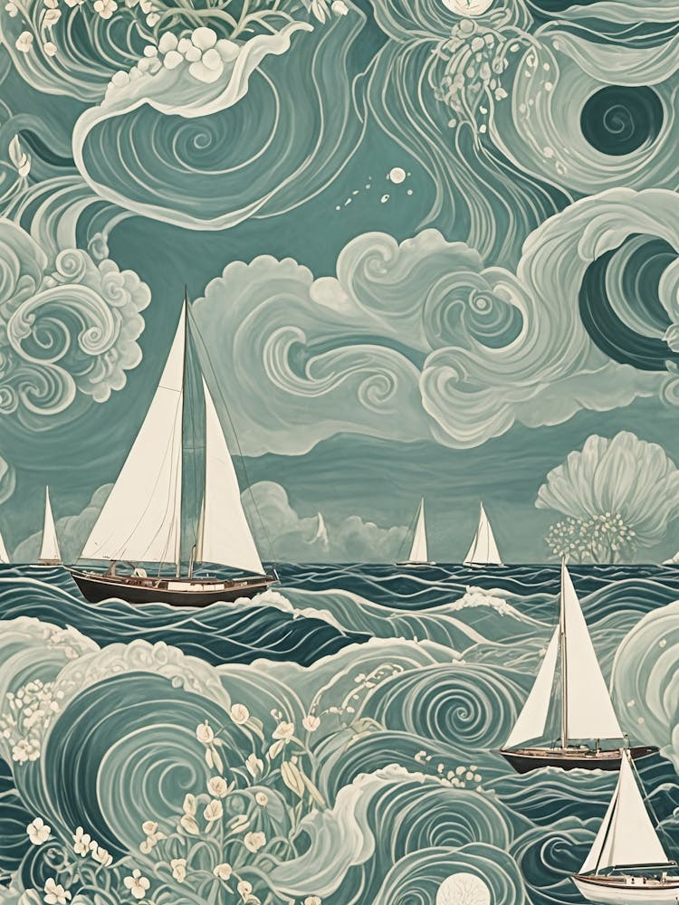 Swirling Sailboats In The Sea