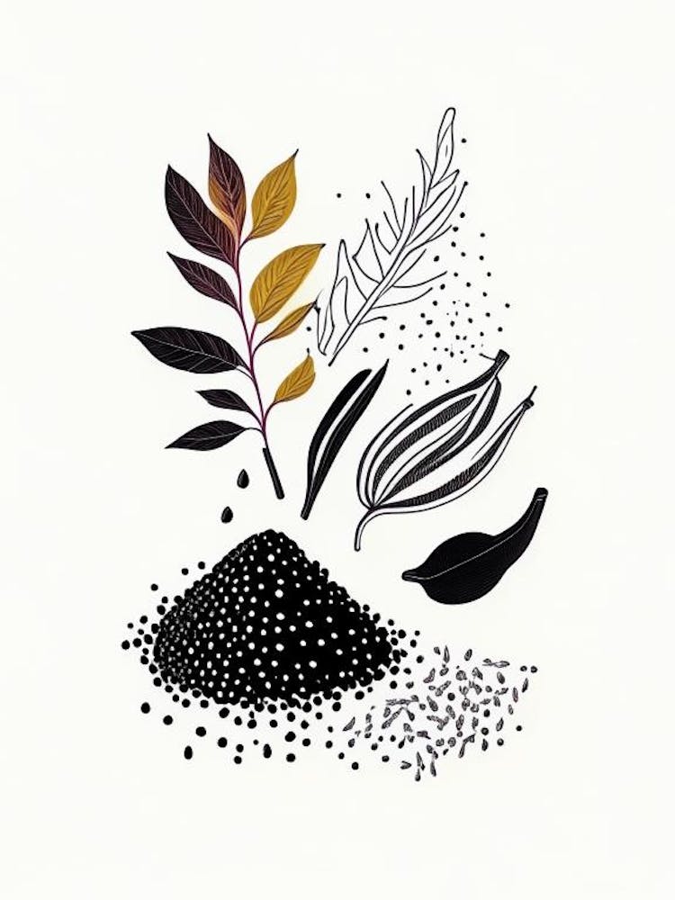 Black Pepper Spices And Herbs Minimal Line Drawing 1