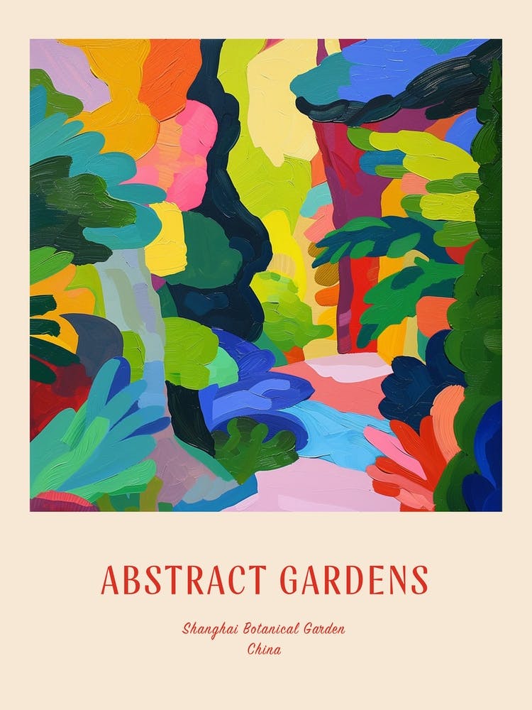 Colourful Gardens Shanghai Botanical Garden China 2 Red Poster