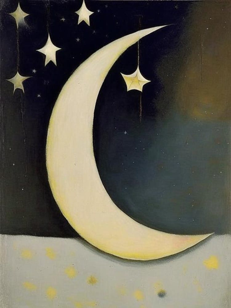Crescent Moon And Star Symbol Abstract Painting