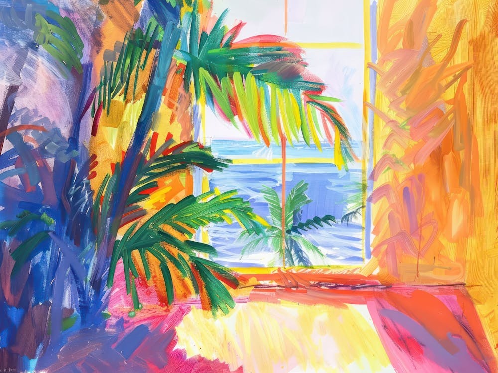 Honolulu From The Window View Painting 4