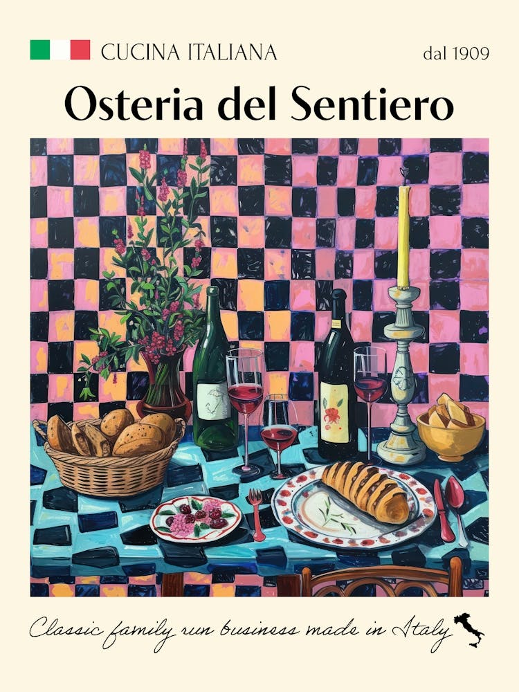 Osteria Del Sentiero Trattoria Italian Poster Food Kitchen