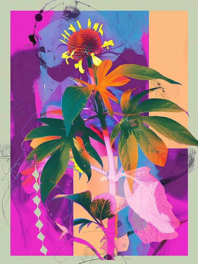 Cineraria 5 Neon Blumen Collage