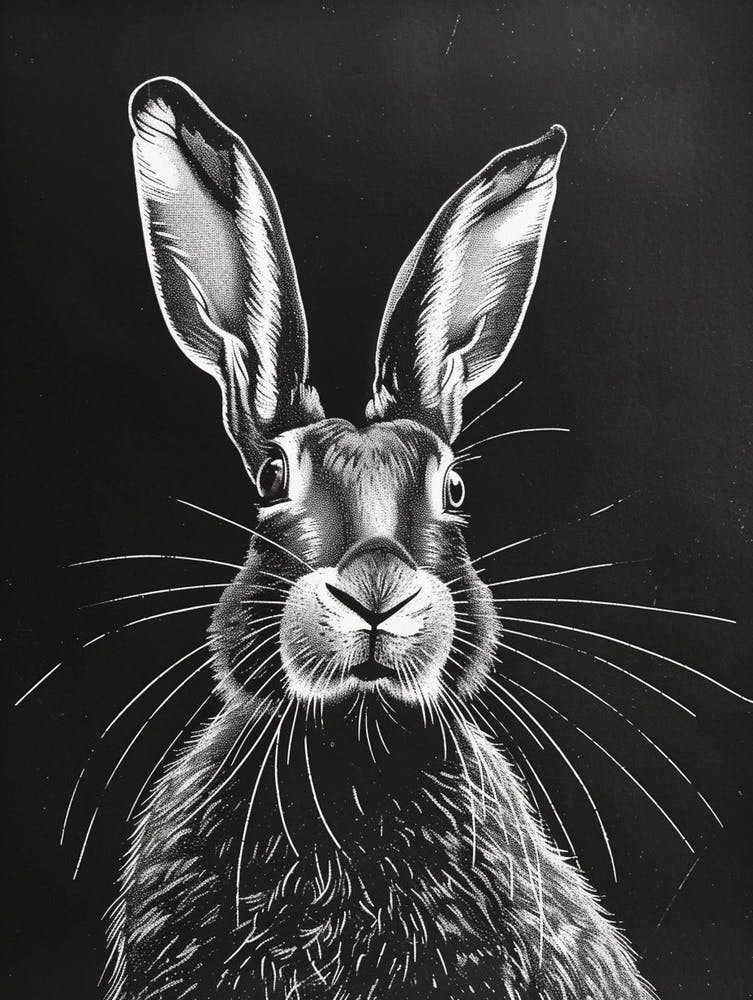 Belgian Hare Blockprint Illustration 6