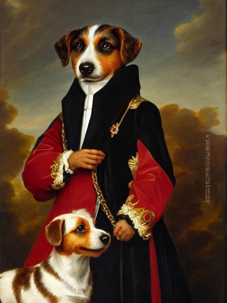 Australian Terrier 2 Renaissance Portrait Oil Painting