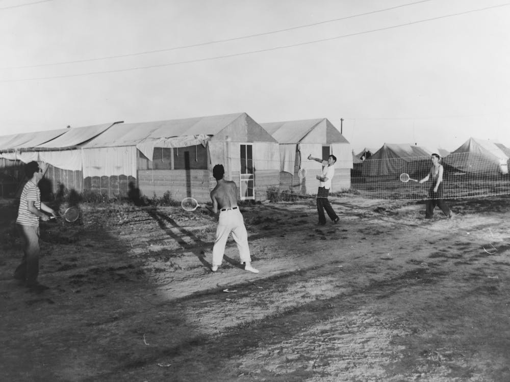 Nyssa, Oregon, Fsa (Farm Security Administration) Mobile Camp, Japanese Americans Play Badminton At The Cam