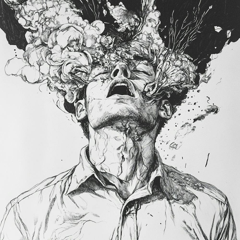 Man With Head Full Of Smoke