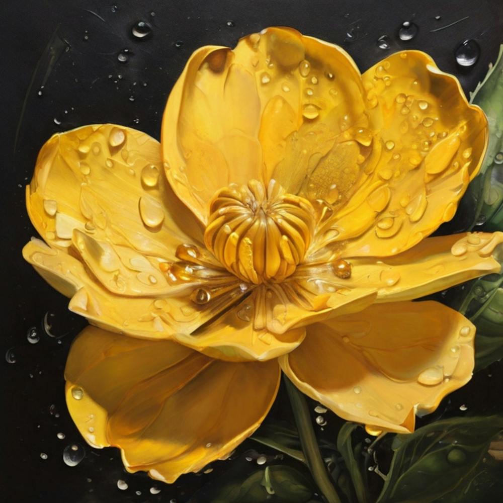 Yellow Flower With Water Droplets