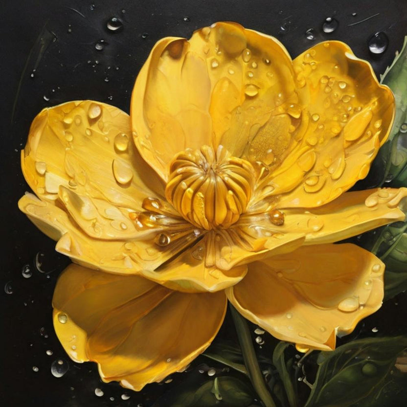 Yellow Flower With Water Droplets