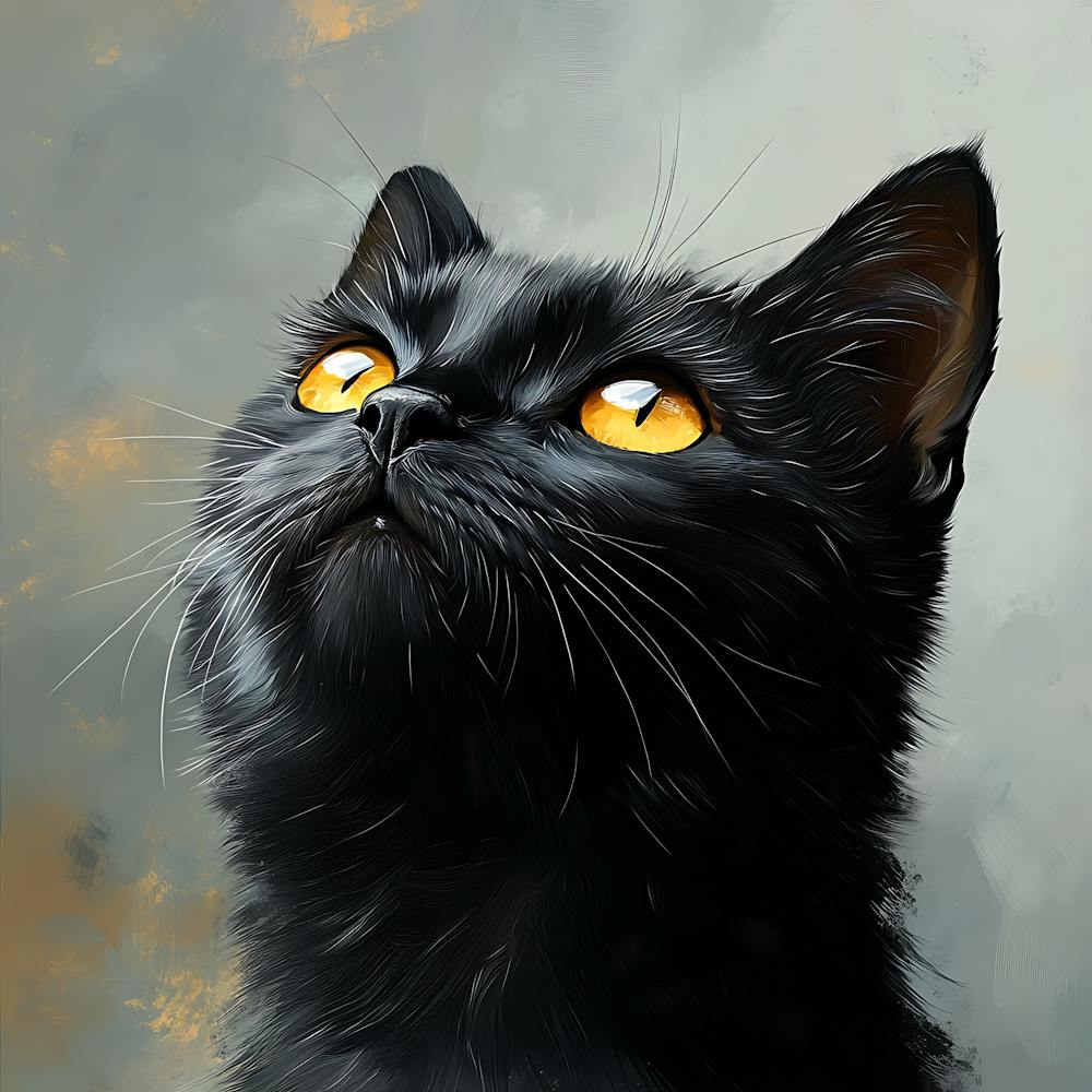 Black Cat Serene Oil Painting 5