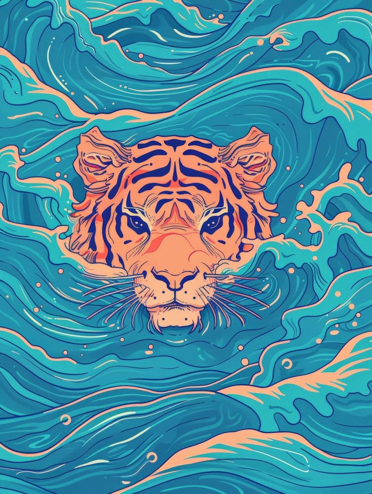 Tiger In The Ocean