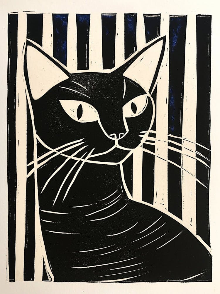 Tonkinese Cat Linocut Blockprint 5