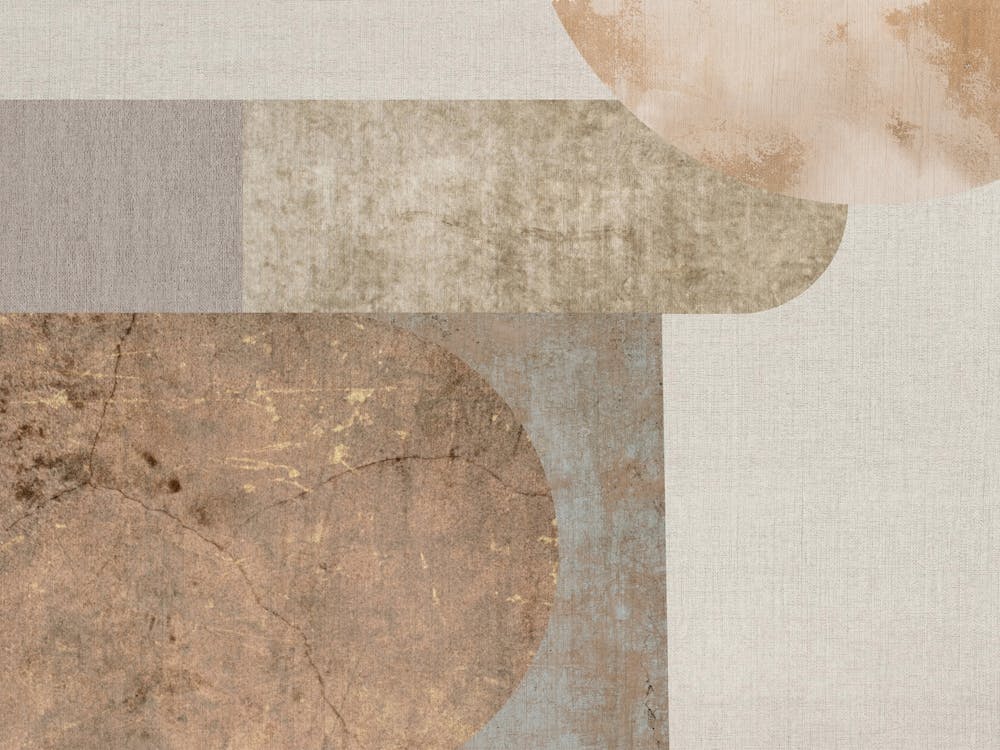 Œuvre d'Art - Formes Abstraites Géométriques Style Mid-century Moderne - Beige et Fauve