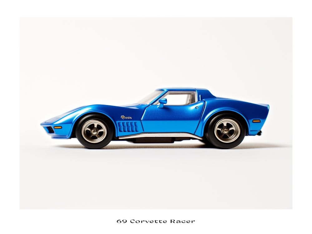 Toy Car 69 Corvette Racer Blue Poster