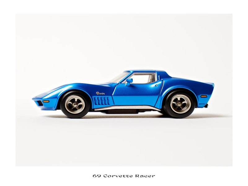 Toy Car 69 Corvette Racer Blue Poster