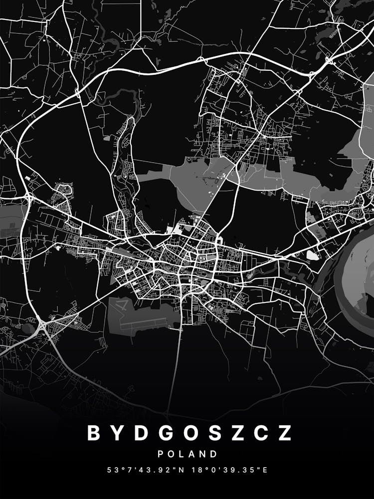 Bydgoszcz Poland Black Map