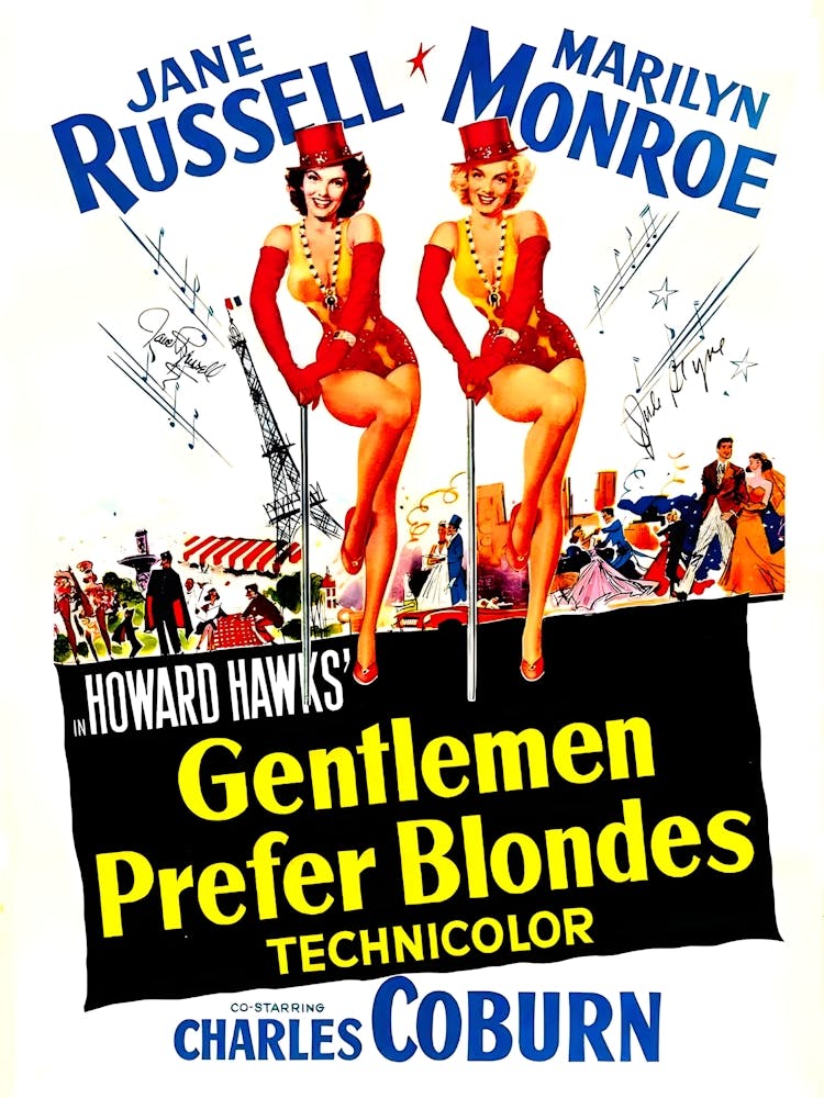 Gentlemen Prefer Blondes, Marilyn Monroe, Howard Hawks Film, 1953 Movie Poster Print
