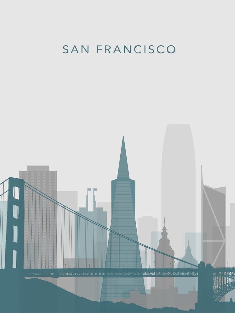 Blue And Grey San Francisco Skyline