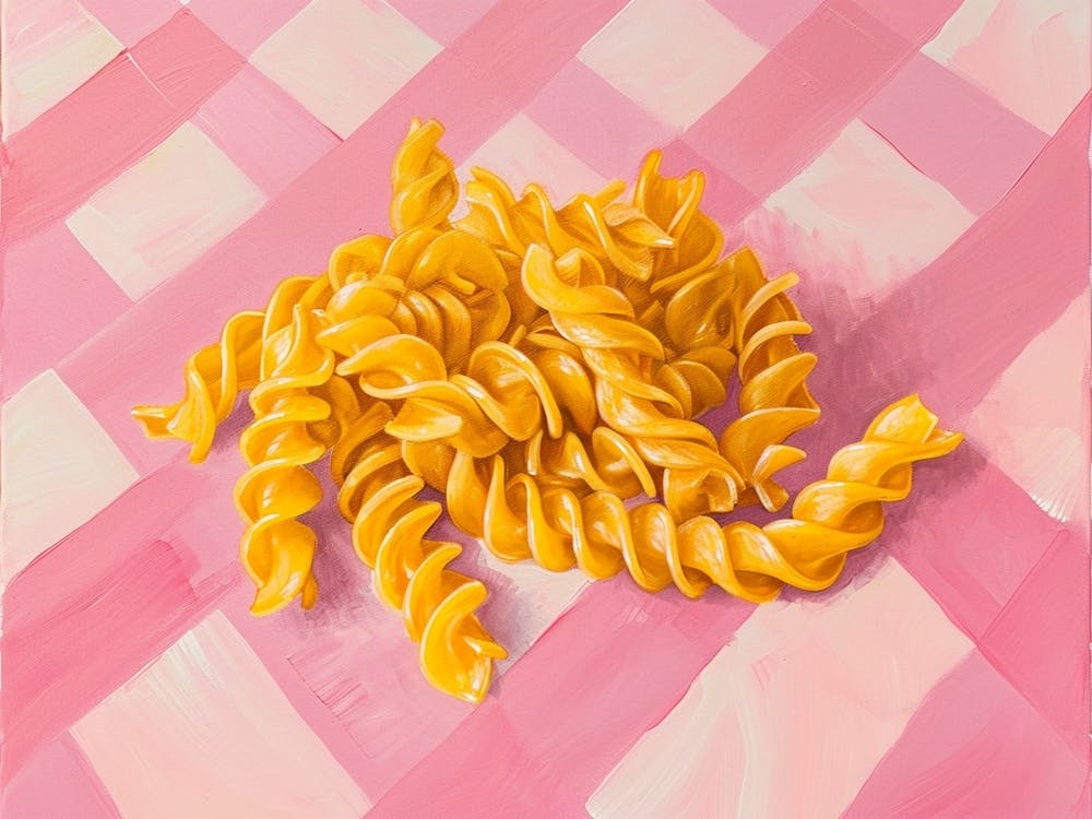 Fusilli Pasta Pink Checkerboard