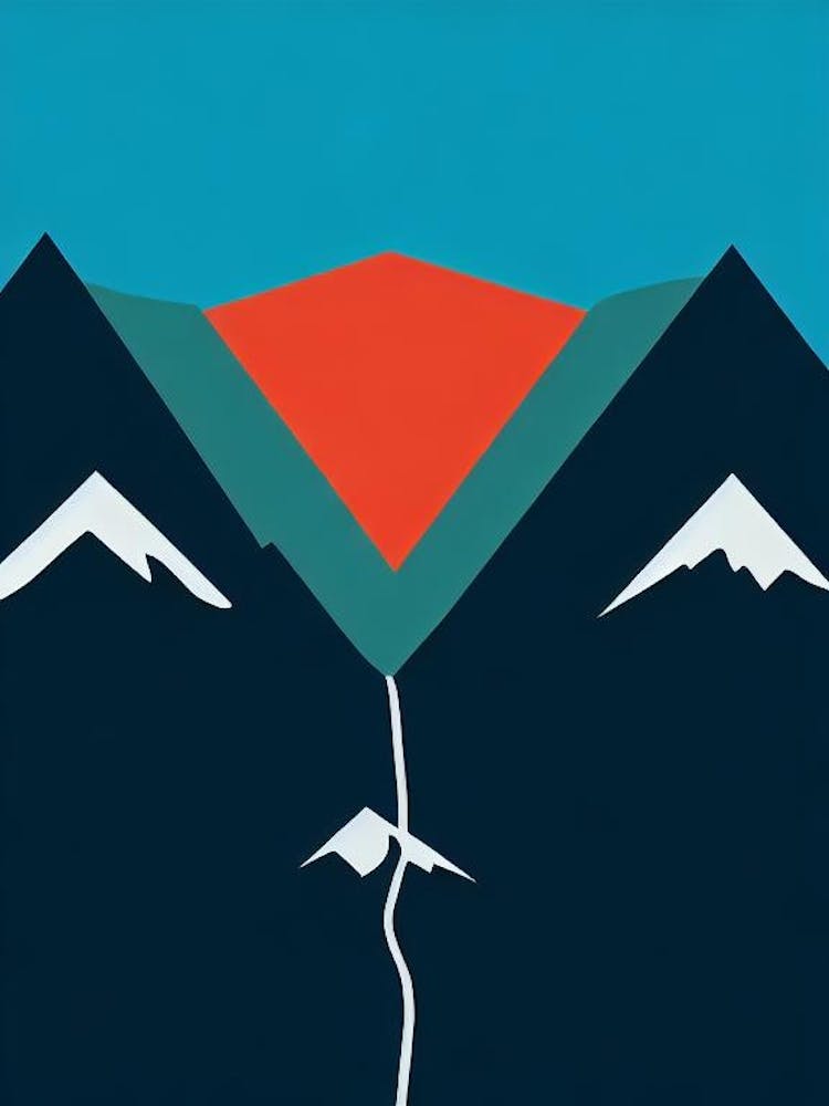 Gudauri, Georgia Modern Illustration Skiing Poster