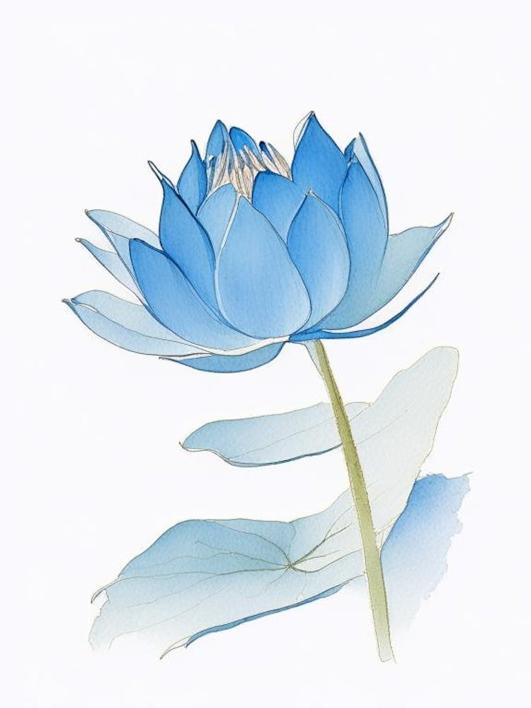 Blue Lotus Pencil Illustration 5