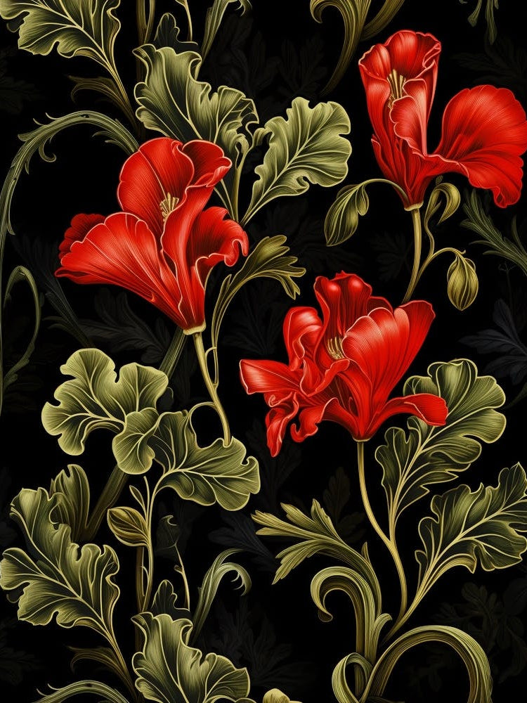 Cyclamen 4 William Morris Style Winter Florals