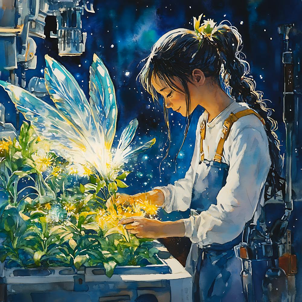 Alien Gardener Watercolor Painting 10