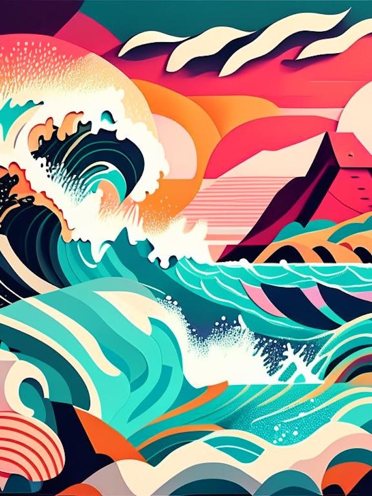 Crashing Waves Landscapes Waterscape Midcentury 1