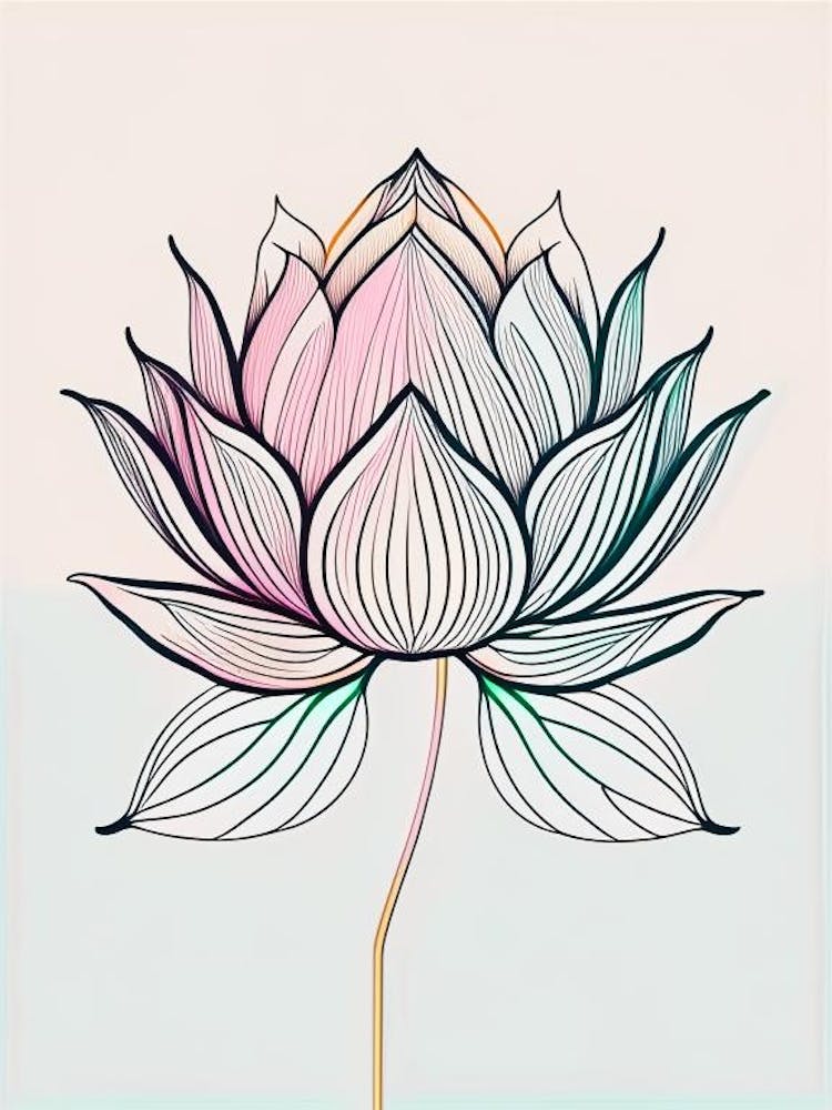 Lotus Flower Pattern Minimal Line Drawing 6