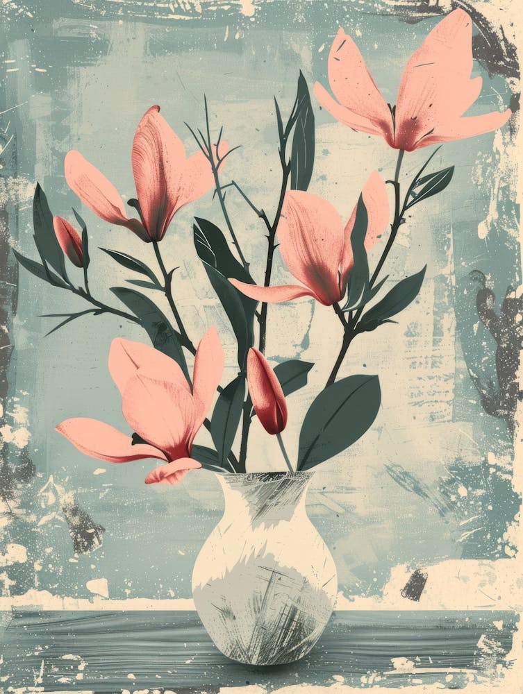 Magnolia Flowers In A Vase