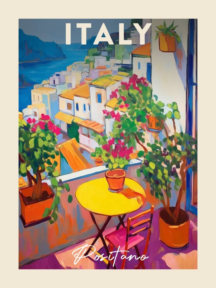 Positano Italy 2 Fauvist Painting Travel Poster