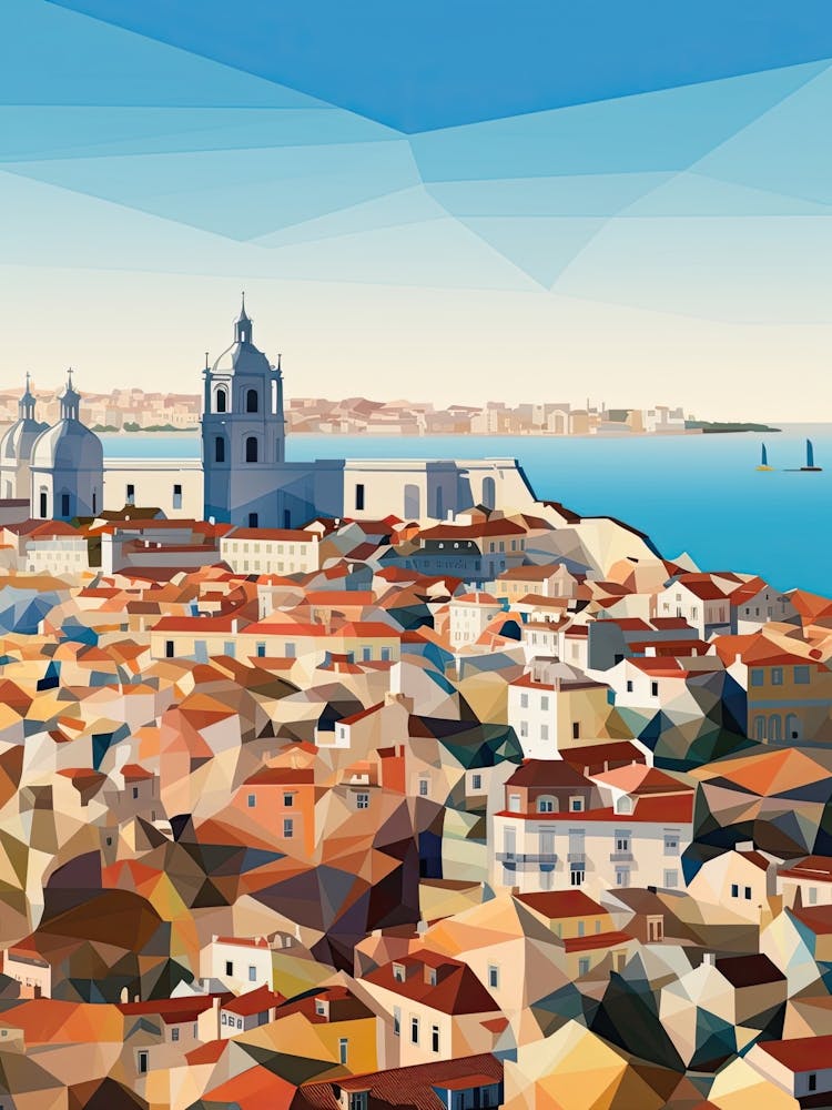 Lisbon, Portugal, Geometric Illustration 3
