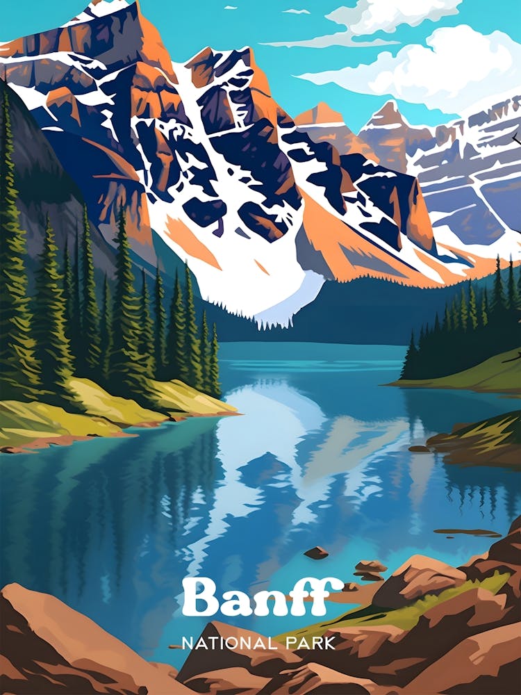 Banff National Park Calgary Canada Alpine Travel Art