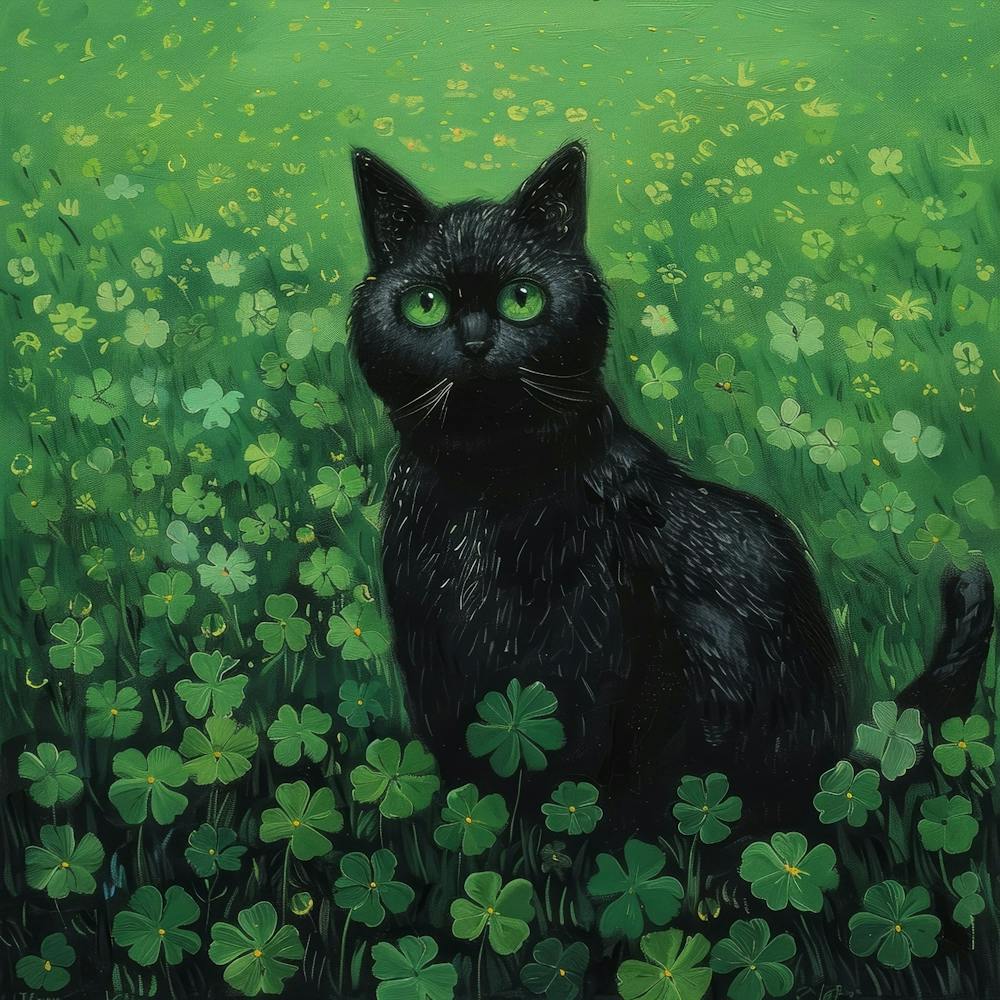 Black Cat In Shamrocks 1