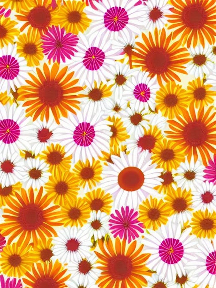 Oxeye Daisy Floral Print Warm Tones 1 Flower