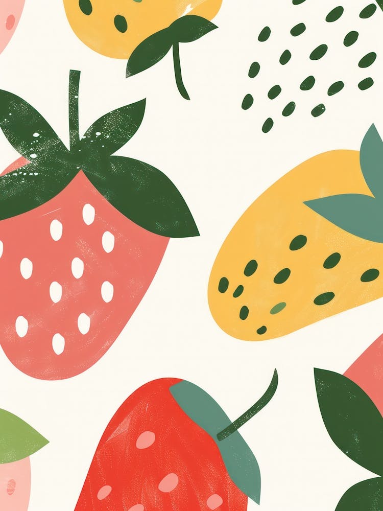 Strawberries Close Up Illustration 1