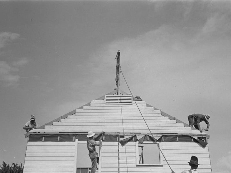 Southeast Missouri Farms, Erecting Gable End On House By Russell Lee